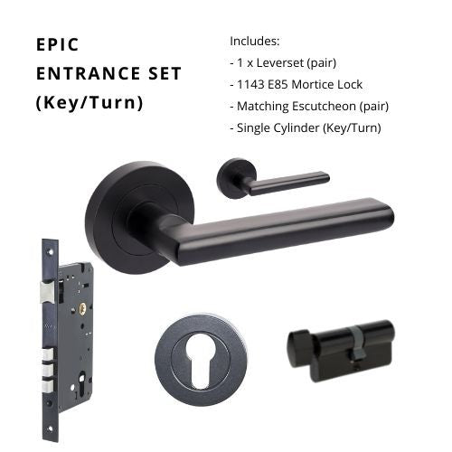 Epic Entrance Set - Includes 10020, 1143, 9035 & 1148 (70mm Key/Turn) in Black