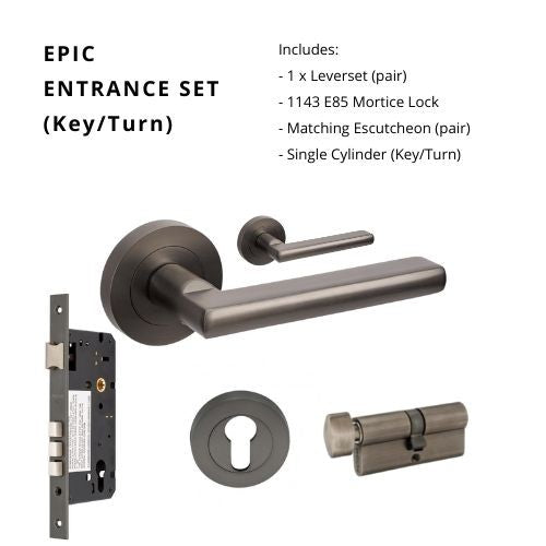 Epic Entrance Set - Includes 10020, 1143, 9035 & 1148 (70mm Key/Turn) in Graphite Nickel