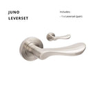 Juno Round Rose Leverset in Brushed Nickel
