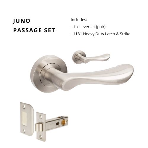 Juno Passage Set, Includes 1131 Latch in Brushed Nickel
