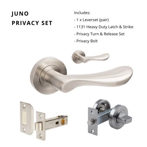 Juno Privacy Set, Includes 1131 Latch & 7032 Privacy Kit in Brushed Nickel