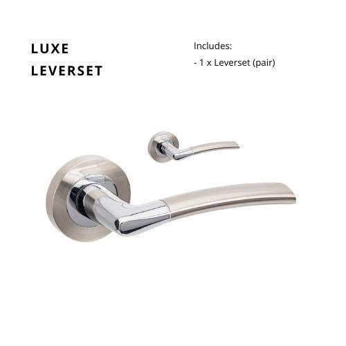 Luxe Lever Set in Brushed Nickel / Chrome Plated