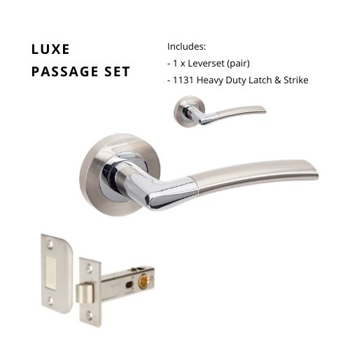 Luxe Passage Set, Includes Latch in Brushed Nickel / Chrome Plated