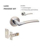 Luxe Passage Set, Includes Latch in Brushed Nickel / Chrome Plated
