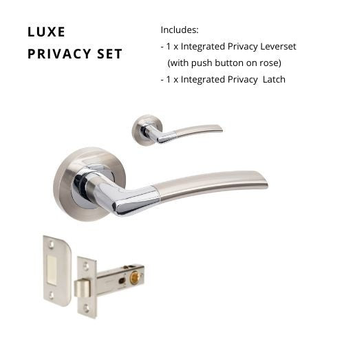 Luxe Privacy Set, Includes Privacy Latch in Brushed Nickel / Chrome Plated