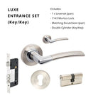 Luxe Entrance Set - Includes 10010, 1143, 9035 & 1147 (70mm Key/Key) in Brushed Nickel / Chrome Plated