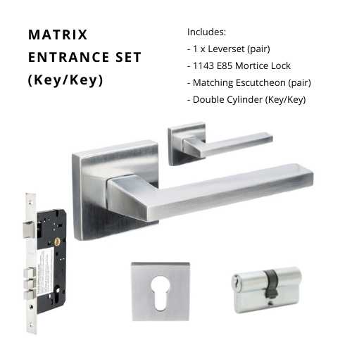 Matrix Rose Entrance Set, includes 8129, 1143, 8102E & 1121 (60mm Key/Key) in Satin Chrome