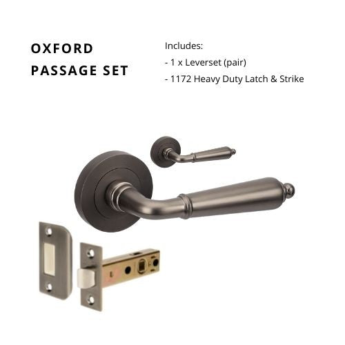 Oxford Passage Set, Includes Latch in Graphite Nickel