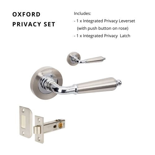 Oxford Privacy Set, Includes Privacy Latch in Brushed Nickel / Chrome Plated