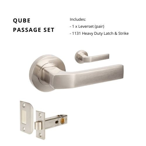 Qube Passage Set, Includes 1131 Latch in Brushed Nickel