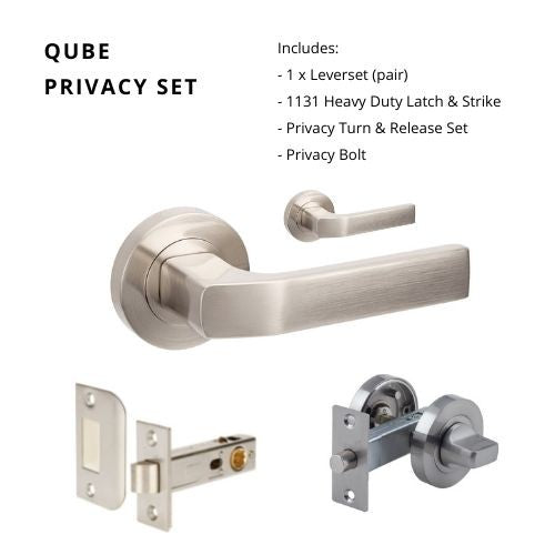 Qube Privacy Set, Includes 1131 & 7032 Privacy Kit in Brushed Nickel