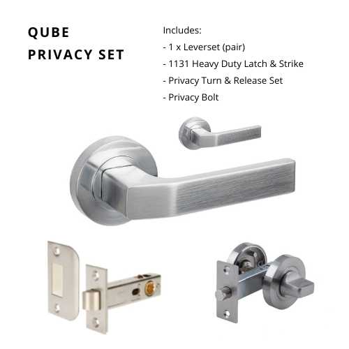 Qube Privacy Set, Includes 1131 & 7032 Privacy Kit in Satin Chrome