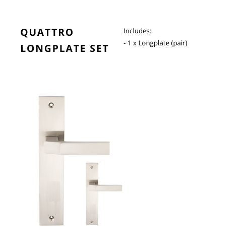 Quattro Lever on Longplate (240x45mm) in Brushed Nickel