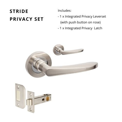 Stride Privacy Set, Includes Privacy Latch in Brushed Nickel / Chrome Plated