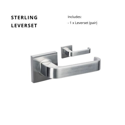 Sterling Square Rose Leverset in Satin Chrome