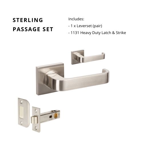 Sterling Passage Set, Includes 1131 Latch in Brushed Nickel