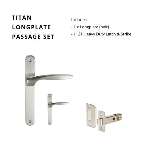 Titan Longplate Passage Set, Includes 1131 Latch in Brushed Nickel