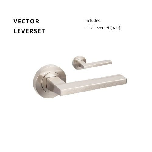 Vector Round Rose Leverset in Satin Chrome