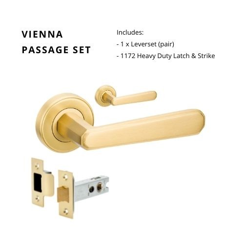 Vienna Passage Set, Includes 1172 Latch in Satin Brass