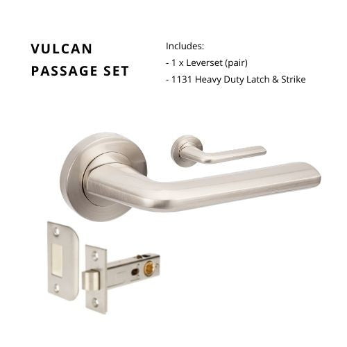 Vulcan Passage Set, Includes 1131 Latch in Brushed Nickel