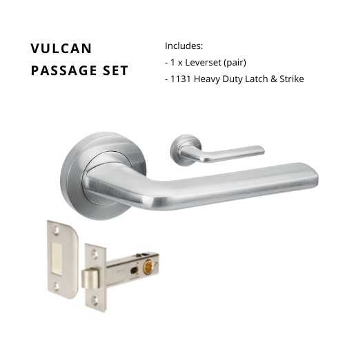 Vulcan Passage Set, Includes 1131 Latch in Satin Chrome