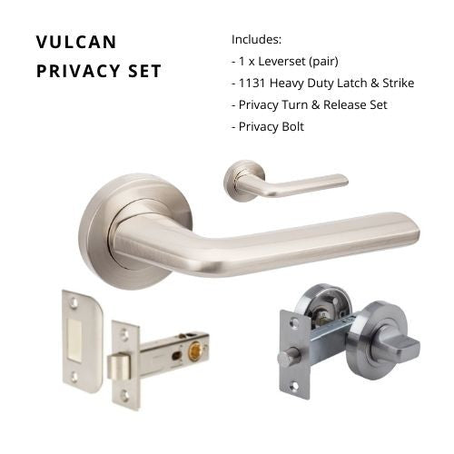 Vulcan Privacy Set, Includes 1131 Latch & 7032 Separate Privacy Kit in Brushed Nickel