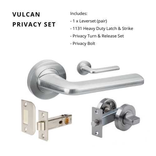 Vulcan Privacy Set, Includes 1131 Latch & 7032 Separate Privacy Kit in Satin Chrome