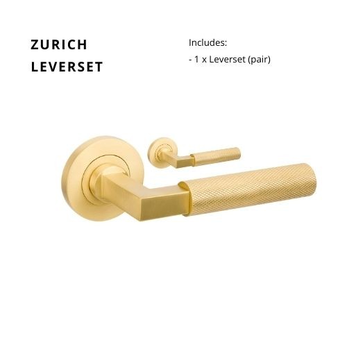 Zurich Lever Set in Satin Brass