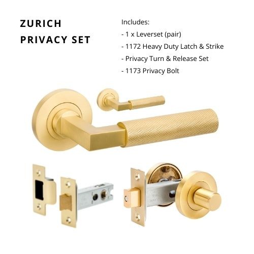 Zurich Privacy Set, Includes 1172 & 9348 Privacy Kit in Satin Brass