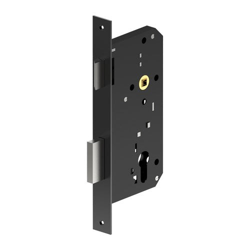 Euro Combination Latch and Dead Lock - 60mm Backset, 85mm Centres in Black