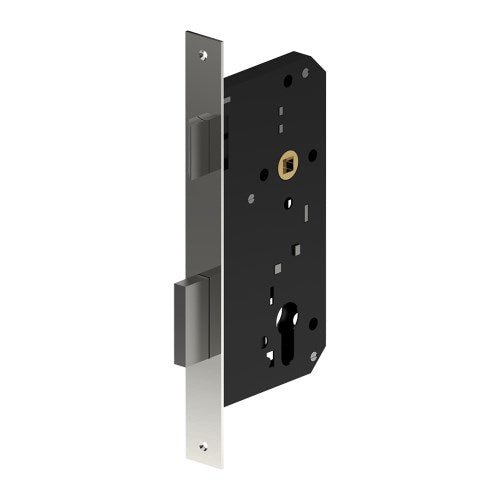 Euro Combination Latch and Dead Lock - 60mm Backset, 85mm Centres in Polished Stainless