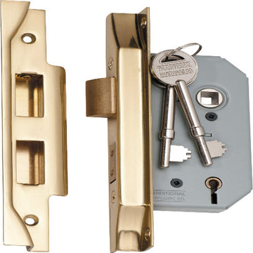 Mortice Lock 5 Lever Rebated Polished Brass CTC57mm Backset 46mm in Polished Brass