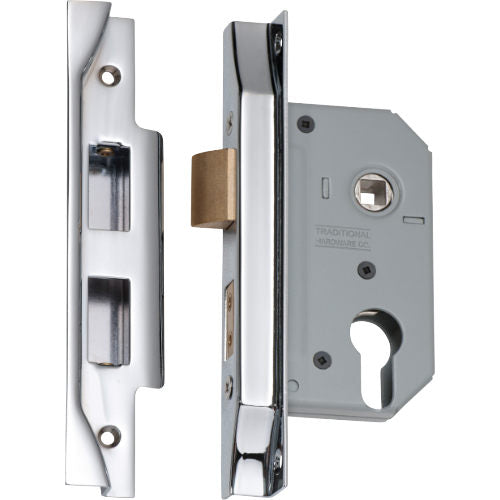 Mortice Lock Euro Rebated Chrome Plated CTC47.5mm Backset 46mm in Chrome Plated