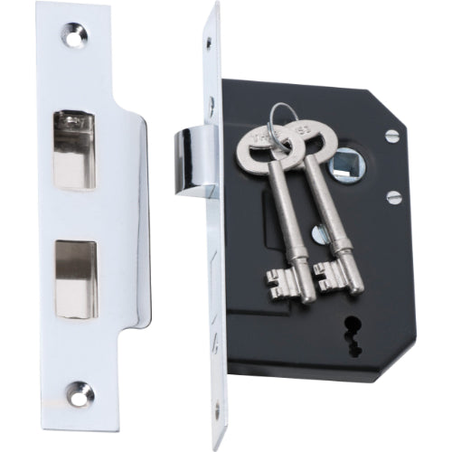 Mortice Lock 3 Lever Chrome Plated CTC57mm Backset 44mm in Chrome Plated