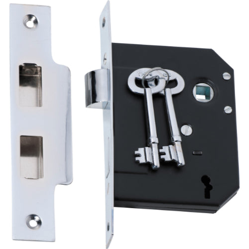Mortice Lock 3 Lever Chrome Plated CTC57mm Backset 57mm in Chrome Plated