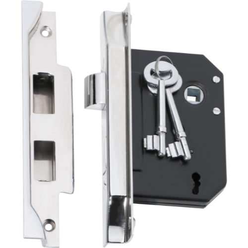 Mortice Lock 3 Lever Rebated Chrome Plated CTC57mm Backset 57mm in Chrome Plated