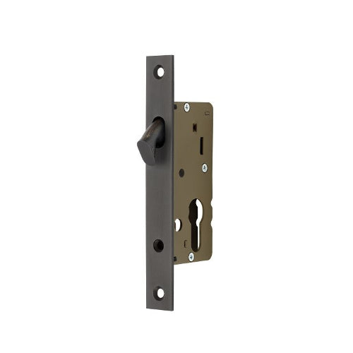 Narrow 30mm Backset Sliding Door Mortice Lock, Case Size 50mm in Graphite Nickel