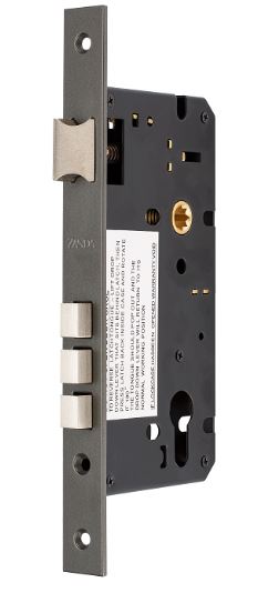 Mortice Lock, Euro Profile - 60mm backset, 86mm Case Size in Graphite Nickel