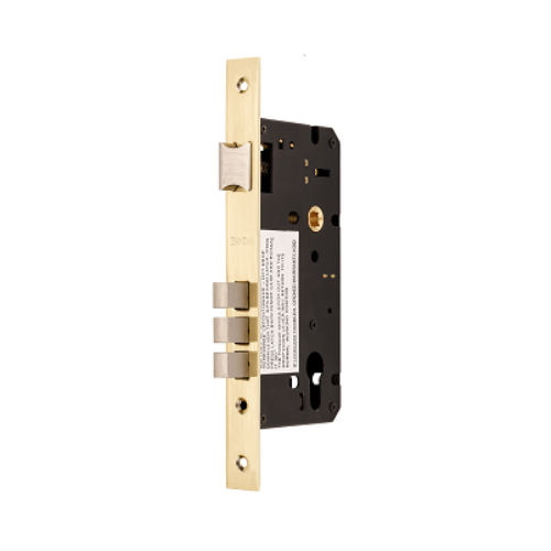 Mortice Lock, Euro Profile - 60mm backset, 86mm Case Size in Satin Brass