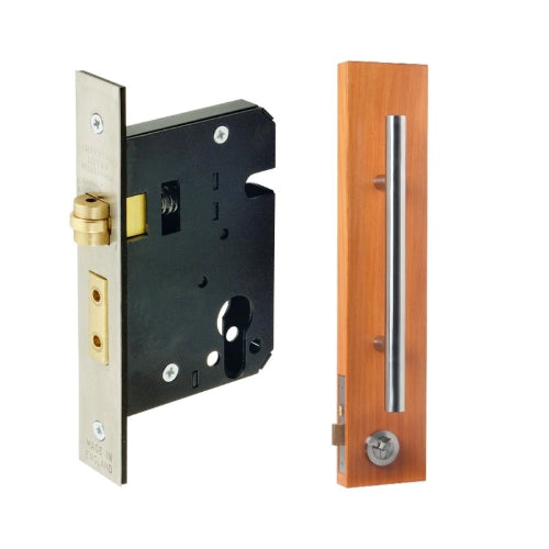Square Roller Lock Kit, Includes 1140, 8102 & 1147 (70mm Key/Key) in Satin Chrome