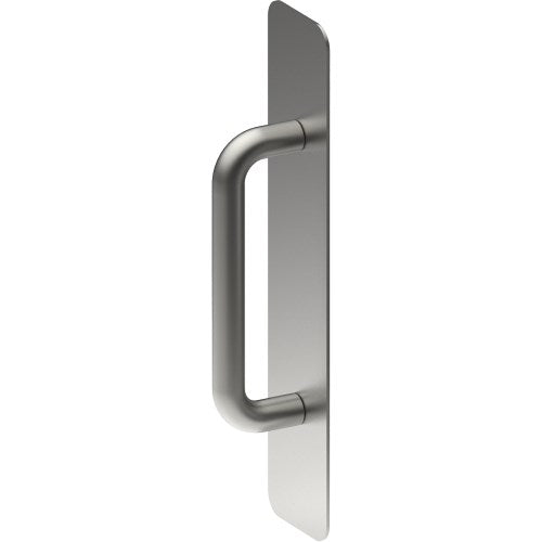 Pull Handle on Plate, Concealed Fix  (300mm x 75mm x 2mm). Pull Handle (150 x 16mm) in Satin Stainless