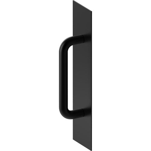 Pull Handle on Plate, Concealed Fix  (300mm x 75mm x 2mm). Pull Handle (150 x 16mm) in Black