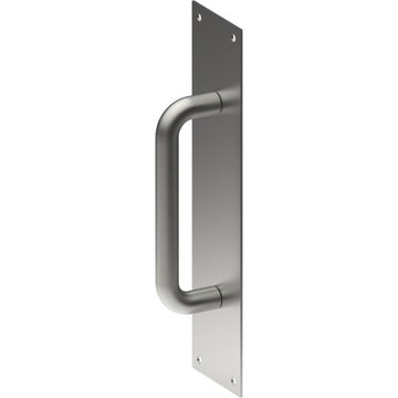 Pull Handle on Plate, Visible Fix  (300mm x 75mm x 2mm). Pull Handle (150 x 16mm) in Satin Stainless