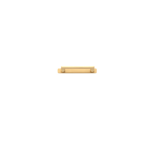 Cabinet Pull Baltimore Brushed Brass L146xW8xP39mm BD18mm CTC128mm With Backplate W173xH24mm T3mm in Brushed Brass