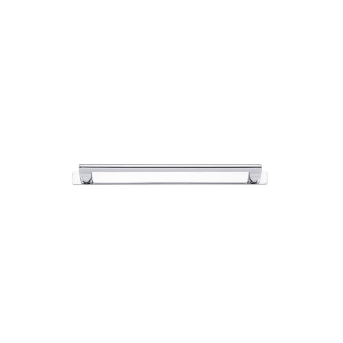Cabinet Pull Baltimore Polished Chrome L276xW8xP39mm BD20mm CTC256mm With Backplate W301xH24mm T3mm in Polished Chrome