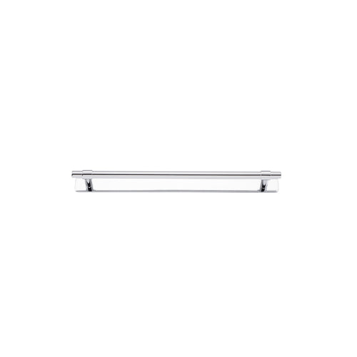 Cabinet Pull Helsinki Polished Chrome L301xP39mm BD11mm CTC256mm With Backplate W301xH24mm T3mm in Polished Chrome