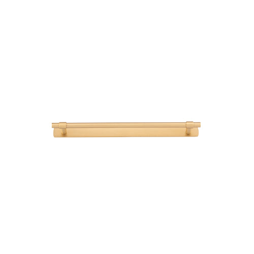 Cabinet Pull Helsinki Brushed Brass L301xP39mm BD11mm CTC256mm With Backplate W301xH24mm T3mm in Brushed Brass
