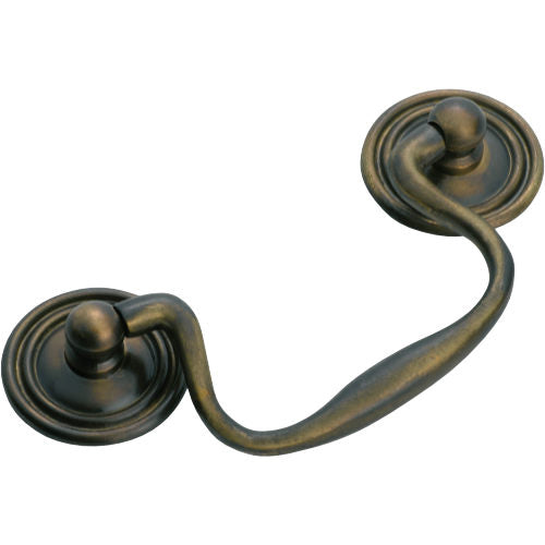 Cabinet Pull Handle Swan Neck Antique Brass CTC80mm in Antique Brass