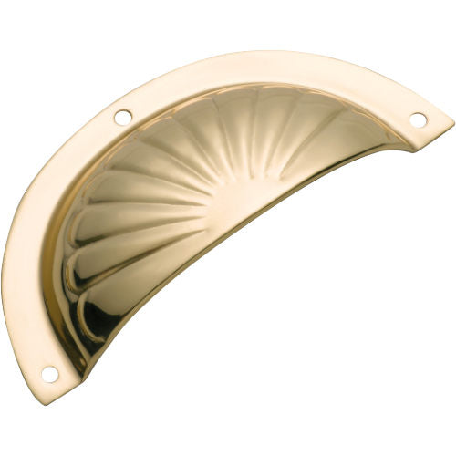 Drawer Pull Sheet Brass Fluted Polished Brass H40xL97mm in Polished Brass