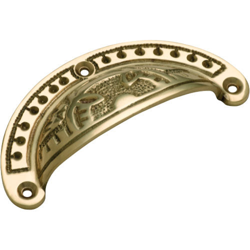 Drawer Pull Ornate Polished Brass H40xL100mm in Polished Brass